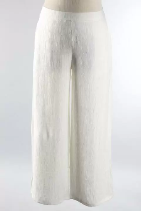 Damee Crinkle Pant - White: Travel-Friendly Trousers