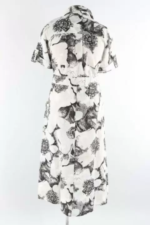 Shirt Dress - Grey Floral Linen