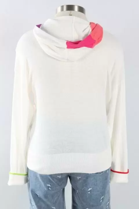 Color Block Hoodie - White