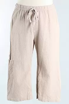 Side Pocket Capri - Flax