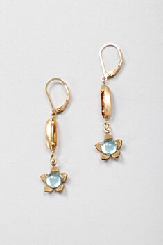 Vintage Floral Drop Earring - Blue & Amber