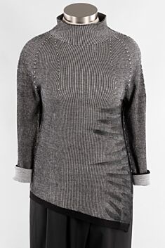 Two Tone Knit Sweater - Black & White