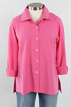 Hi Collar Shirt Plus - Lantana Pink