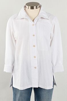 Hi Collar Shirt Plus - White