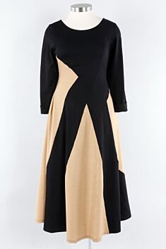 Triangle Dress - Black & Taupe