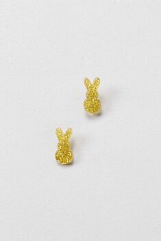 Glitter Bunny Earring - Yellow