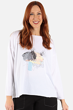 Watercolor Boxy Tee - White