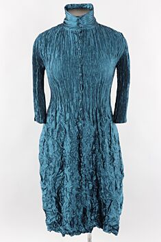 Nehru Coat Dress - Metallic Steel Blue