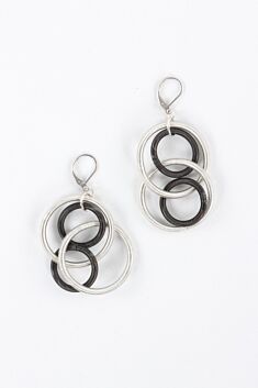 Quattro Loop Earring - Silver & Black