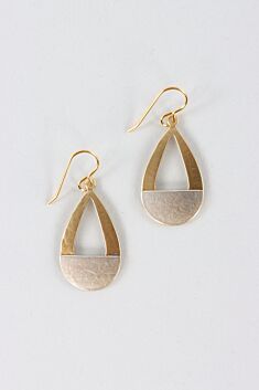 Small Teardrop Earrings - Brass & Silver
