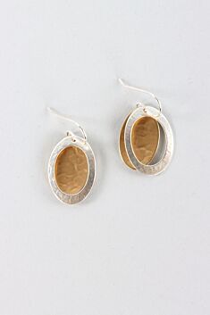 Cutout Oval Earring - Silver & Brass