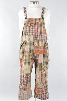 Patchwork Love Overalls - Madras Green