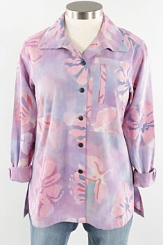 Hi Collar Big Shirt - Passion Lila