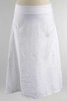 Midi A-Line Skirt - White Linen