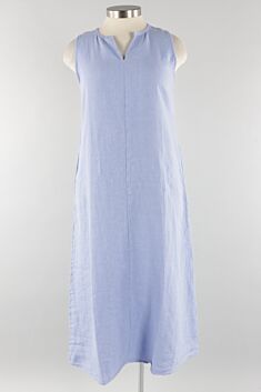 Split Neck Maxi Dress - Levandula Linen
