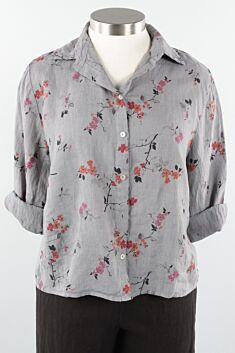 Crop Shirt - Cobblestone Cherry Blossom