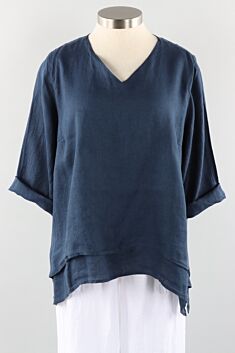 V-Neck Double Layer Top - Midnight