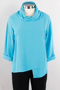 Cowl Neck Top Plus - Turquoise