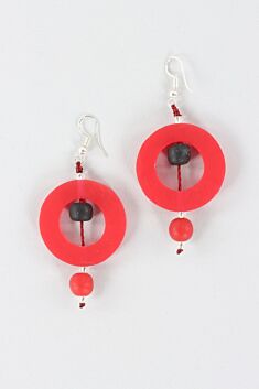 Diwali Round Earring - Red