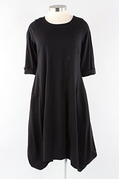 3/4 Sleeve Tulip Dress - Black