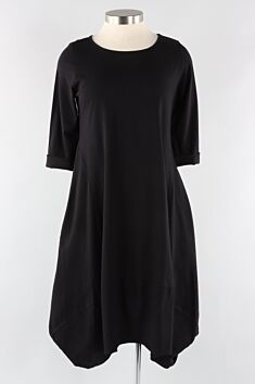 3/4 Sleeve Tulip Dress - Black