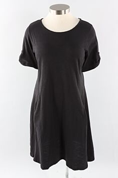 Button Tab Dress - Black