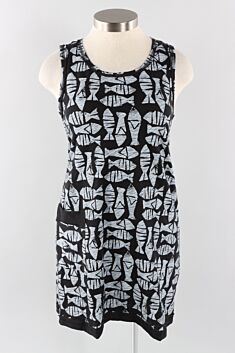 Tank Dress - Black Fish Print