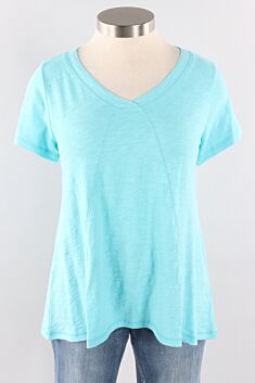 Pieced V-Neck Tunic - Turquoise