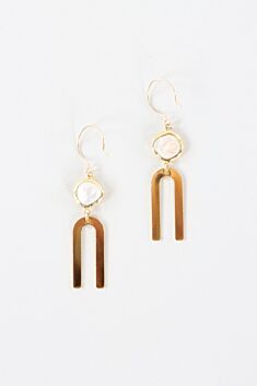 Pearl & Arc Earrings - Gold