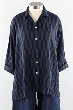 Mirren Shirt - Dewberry Torre Print Linen