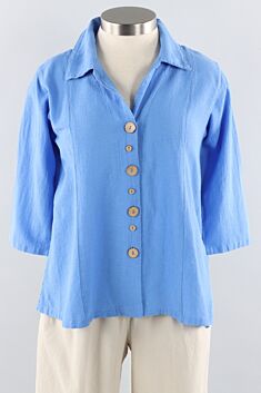Novelty Button Top - Blueberry