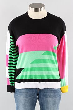 Diagonal Stripe Sweater - Black