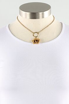 Vintage Flower Necklace - Cream & Gold