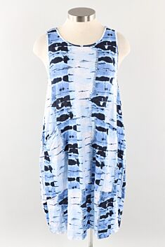 Hidden Pocket Dress - Navy Print