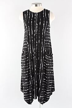 Zip Dress - Black Stripe