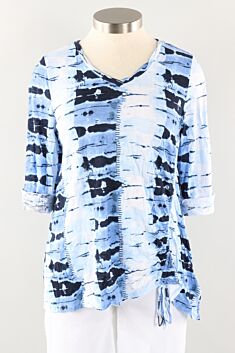 Ruched Tunic - Navy Print