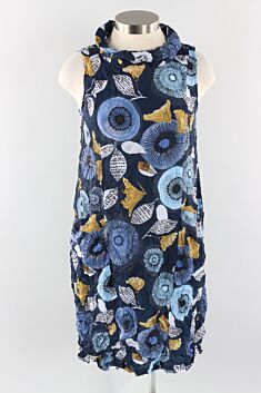 Easy Cowl Dress - Navy Floral