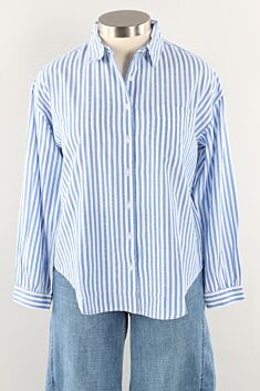 Relaxed Button Down Shirt - Blue Stripe