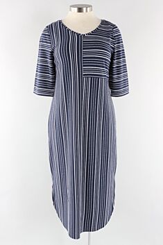 Mixed Stripe Dress - Navy
