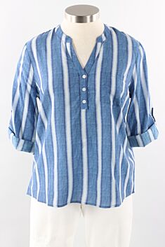 Roll Sleeve Blouse - Stripes