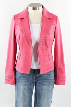 Faux Leather Motto Jacket - Punch