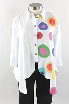 Scallop Button Up Shirt - Dots