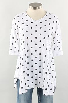 A-Line Tunic - White Squiggle Dot