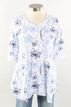 A-Line Tunic - White Firecracker Floral