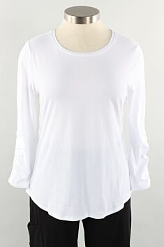 Ruched Sleeve Top - White