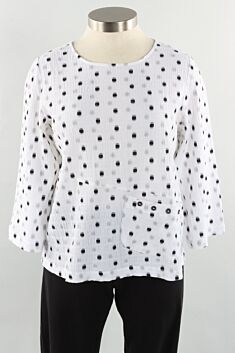 Pocket Pullover - White Peruvian Dots