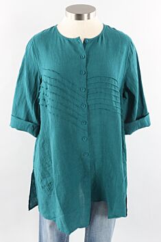 Button Front Top Plus - Teal
