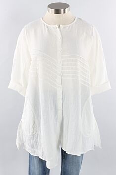 Button Front Top - White
