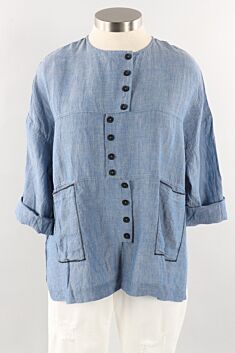 Button Front Jacket - Blue