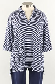 Hazel Shirt - White & Navy Stripe